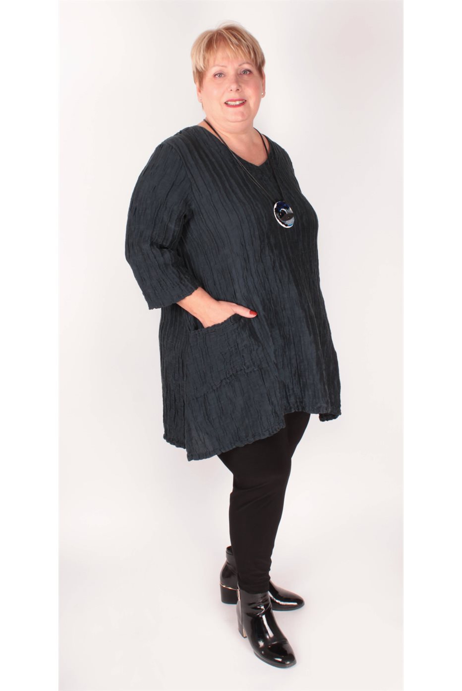 Silk / Linen Tunic Midnight Blue